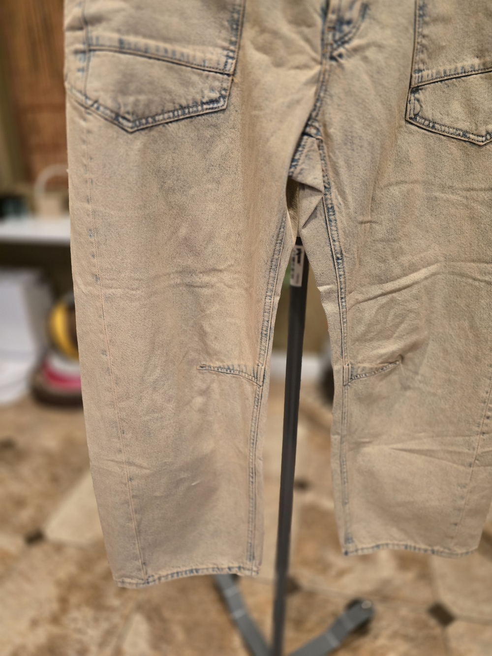 Free People Barrel Jeans Front Button Closure NWOT M, Dusty Blue Color - Picture 6 of 10